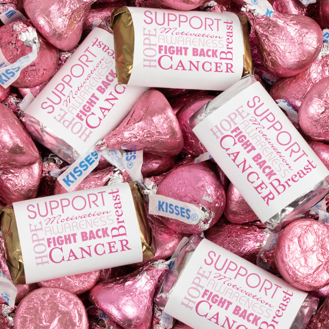 131 Pcs Breast Cancer Awareness Candy Hershey's Miniatures and Kisses by Just Candy (1.65 lbs)